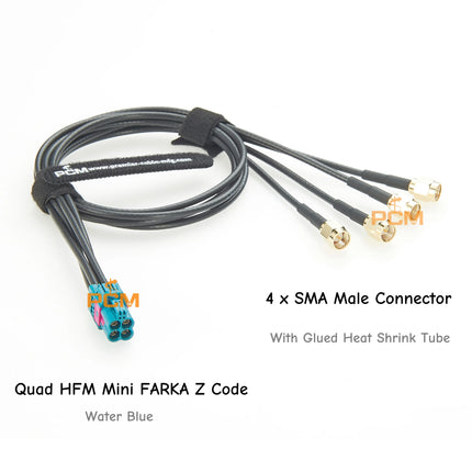 Rosenberger 4 In 1 Mini FAKRA to 4 SMA Male Connector DACAR 462 Coaxial Cable 50 Ohm Quad HFM Mini FAKRA to SMA RF Coaxial Cable