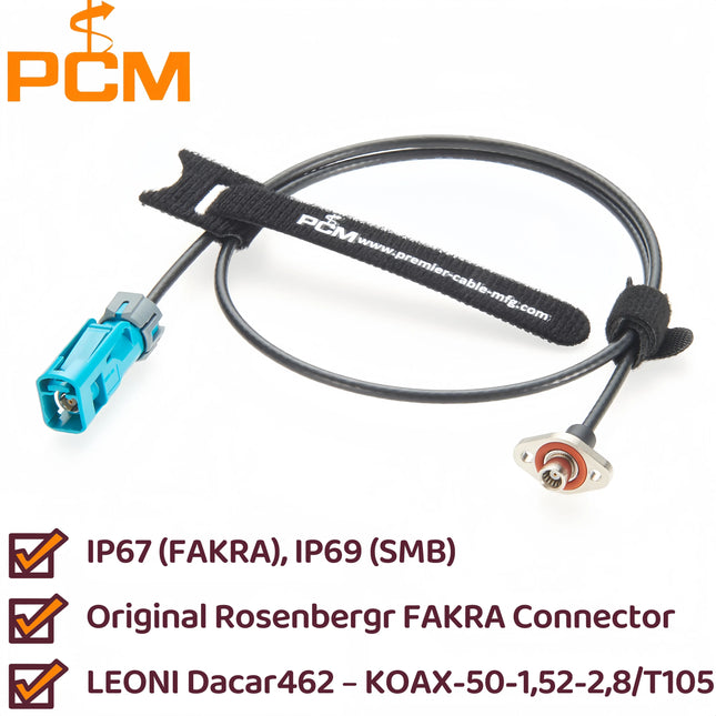 Original Rosenberger IP67 Waterproof FAKRA to SMB Cable, Z Female 59Z163-003-Z to SMB Female Flange Panel Mount RF Coaxial Cable