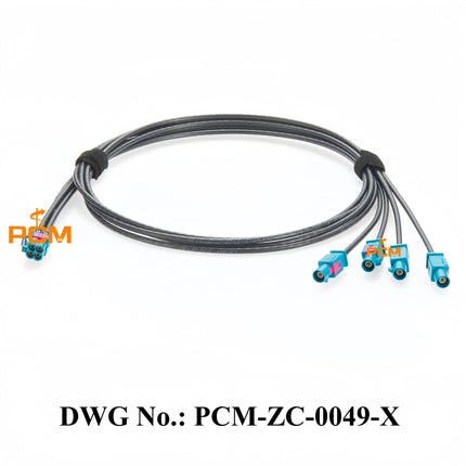 Original Rosenberger 4 Pin Mini FAKRA AMK12D-1M4Z5-Z to FAKRA 59Z114-000Z Coaxial Extension Cable GMSL2 FAKRA 1-to-4 F-M Cable