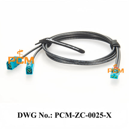 Original TE MATE-AX Mini FAKRA 2-In-1 Z Female 2-2306868-9 to Dual FAKRA Z Female 2-2326910-0 RF Coaxial Cable for Automotive 1m
