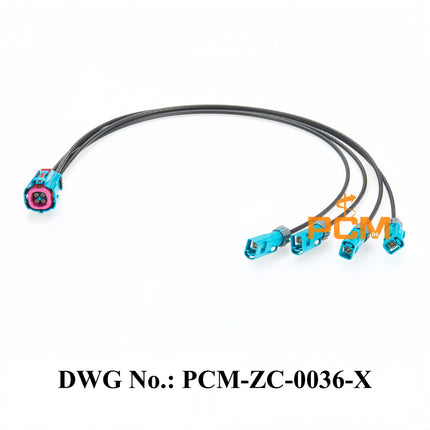 Original Rosenberger Waterproof Quad HFM Mini FAKRA Female with CPA AMK14K-1M4Z5-Z to 4*FAKRA Female 59Z163-003-Z Coaxial Cable