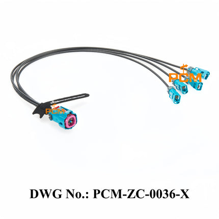 Original Rosenberger Waterproof Quad HFM Mini FAKRA Female with CPA AMK14K-1M4Z5-Z to 4*FAKRA Female 59Z163-003-Z Coaxial Cable