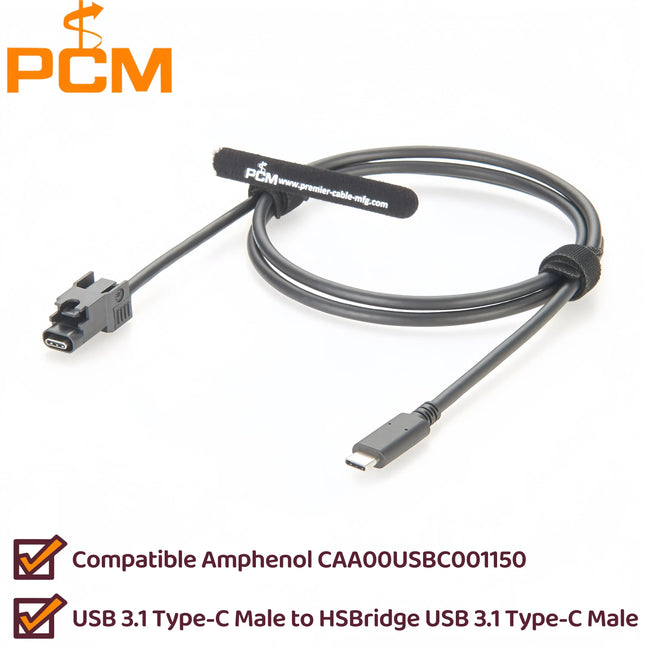 HSBridge USB Type C Automotive Connector Cable for Car Cameras Infotainment Telematics Compatible with Amphenol CAA00USBC001150