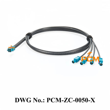 Original TE Mini FAKRA 4-In-1 Z Code Female 2298721-9 to 4*FAKRA Z Male 2-2326914-0 LEONI DACAR 302-4 RF Coaxial Cable Assembly