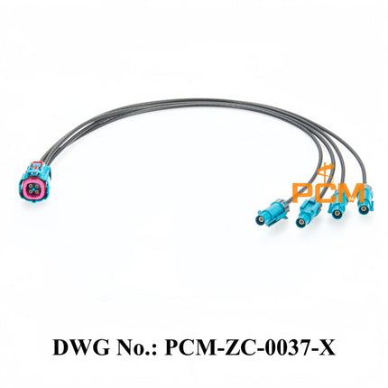 Original Rosenberger IP67 Waterproof Mini FAKRA 4-In-1 Female AMK14K-1M4Z5-Z to Quad FAKRA Male 59Z176-C01-Z RF Coaxial Cable