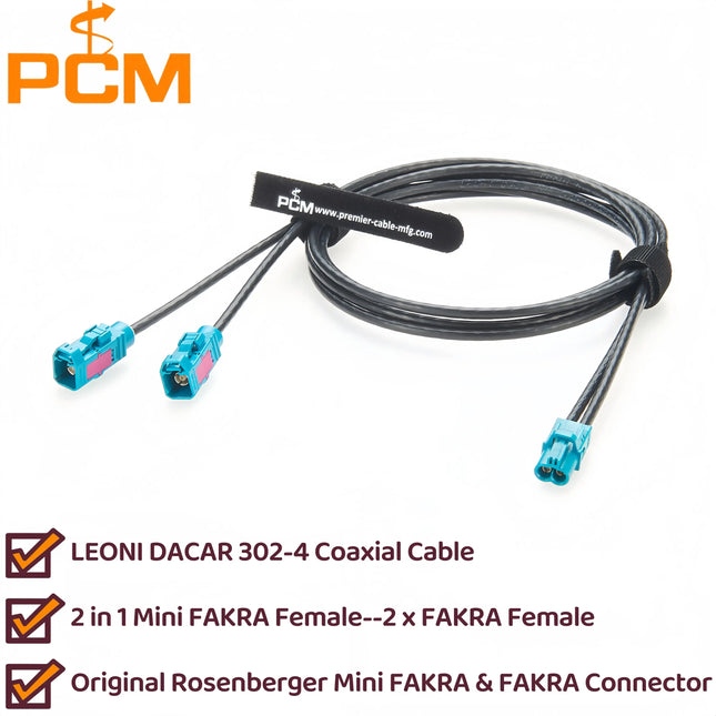 Original Rosenberger AMK12B-1M4Z5-Z 2 in 1 Dual Mini FAKRA Female to 2 FAKRA Female 59Z113-000-Z RF Coaxial Cable for Car Camera