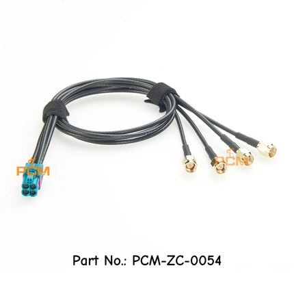 Rosenberger 4 In 1 Mini FAKRA to 4 SMA Male Connector DACAR 462 Coaxial Cable 50 Ohm Quad HFM Mini FAKRA to SMA RF Coaxial Cable