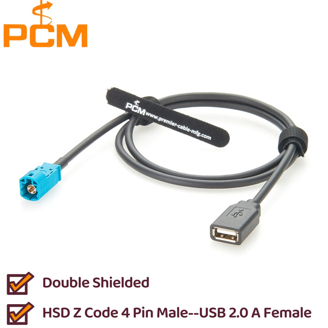 4-Core HSD Code Z Male to USB 2.0 Type A Female Extension Cable USB to HSD LVDS Cable for Car Head Unit Control Screen RCC NAC