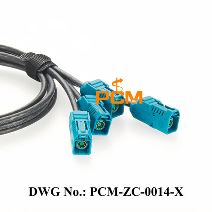Original TE MATE-AX Mini FAKRA 4-In-1 Z Female Jack 2298721-9 to Quad FAKRA Female Jack 2-2326910-0 Automotive RF Coaxial Cable