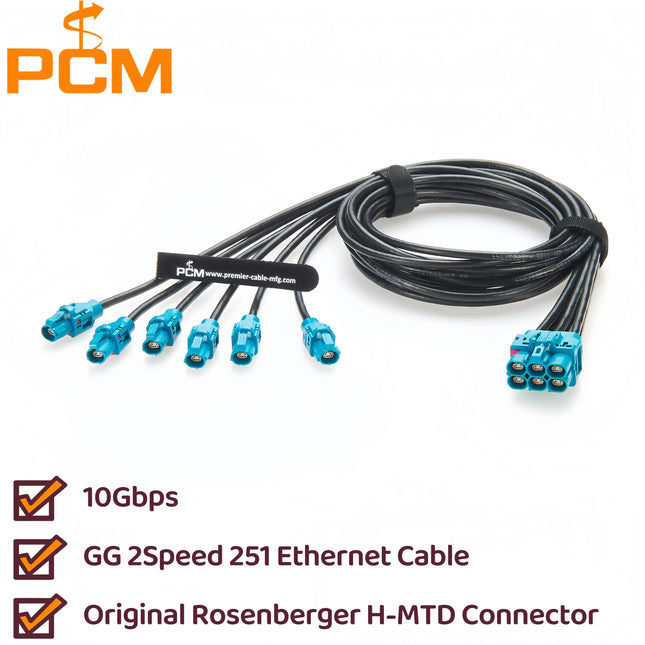 E6K10A-1CAZ5-Z E6K10F-1CAZ5-Z Original Rosenberger H-MTD 10Gigabit Automotive Ethernet Cable Harness 6 Port H-MTD Cable Assembly