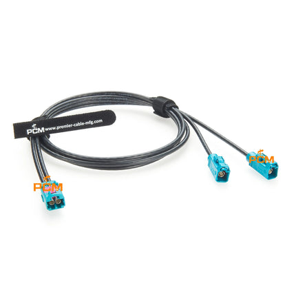 2 in 1 HFM Mini FAKRA Dual Male to 2 FAKRA Female RF Coaxial Extension Cable Original Rosenberger AMS11B-1M4Z5-Z to 59Z113-000-Z