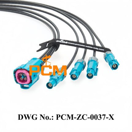 Original Rosenberger IP67 Waterproof Mini FAKRA 4-In-1 Female AMK14K-1M4Z5-Z to Quad FAKRA Male 59Z176-C01-Z RF Coaxial Cable