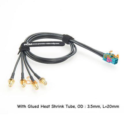 Original Rosenberger Quad HFM Mini FAKRA to 4 SMA Female Connector 4 In 1 Mini FAKRA to SMA RF Coaxial Cable Auto Wire Harness