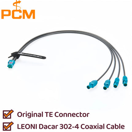 Original TE Mini FAKRA 4-In-1 Z Code Female 2298721-9 to 4*FAKRA Z Male 2-2326914-0 LEONI DACAR 302-4 RF Coaxial Cable Assembly