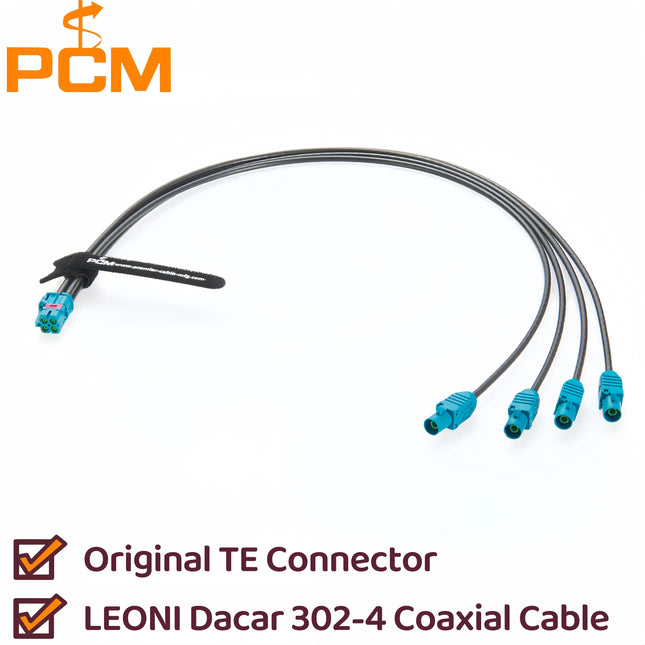Original TE Mini FAKRA 4-In-1 Z Code Female 2298721-9 to 4*FAKRA Z Male 2-2326914-0 LEONI DACAR 302-4 RF Coaxial Cable Assembly