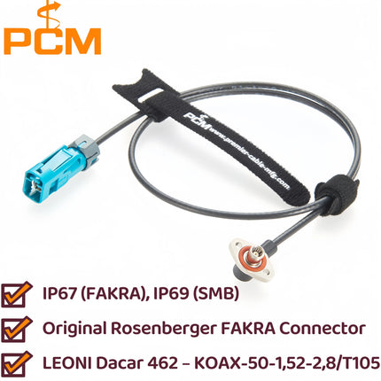 Original Rosenberger 59Z163-003-Z IP67 Waterproof FAKRA Z Female to SMB Female Right Angle 2-Hole Flange Mount RF Coaxial Cable