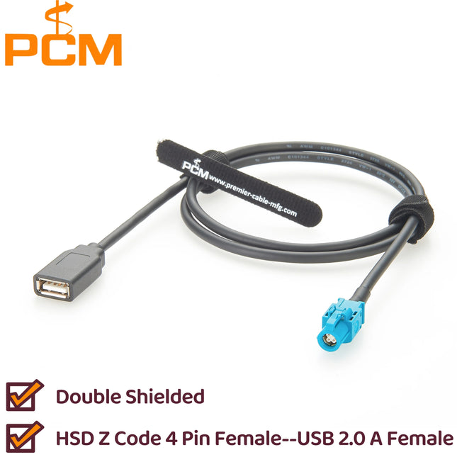 HSD to USB Cable USB 2.0 A Female to 4 Pin HSD Code Z Female Jack LVDS Cable Car Head Unit Control Screen RCC NAC Cable for BMW