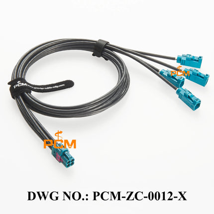 Original Rosenberger Water Blue Quad HFM Mini FAKRA AMK12D-1M4Z5-Z to FAKRA 59Z113-000-Z Automotive Coaxial Cable Assembly 50Ohm