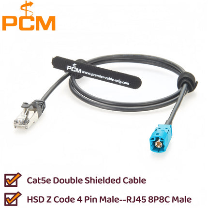 HSD to RJ45 Shielded Automotive Ethernet Cable HSD 4P Z Coded Male to RJ45 Male Adapter Cable LVDS Cable Assembly for Automotive