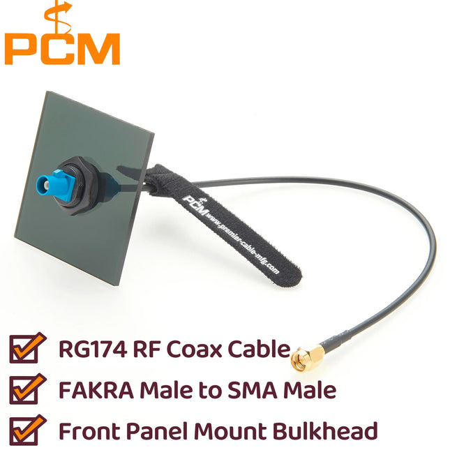 FAKRA to SMA Cable Water Blue FAKRA Z Code Male Plug Front Panel Mount Bulkhead to SMA Male Plug RG174 RF Coaxial Cable Assembly