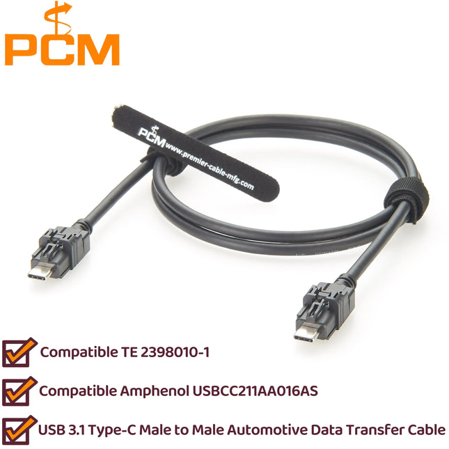 USB 3.1 Type-C Automotive Data Transfer Cable Compatible TE 2398010-1 USB Connector Amphenol USBCC211AA016AS Mini HSBridge Cable