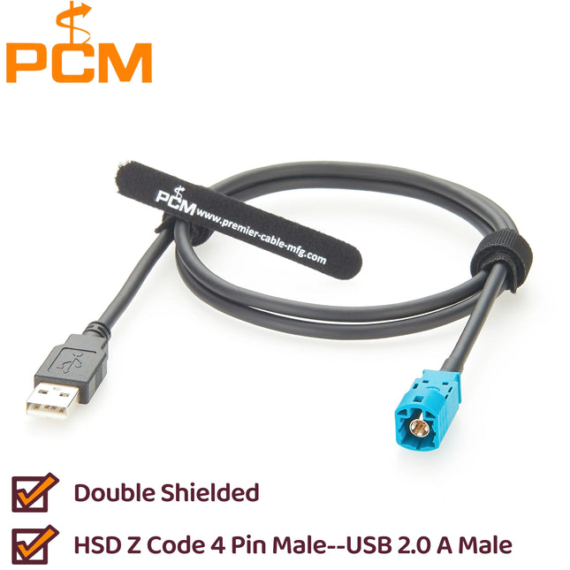 HSD to USB Cable HSD Z Male To USB 2.0 Type-A Male High-Speed Data Transfer Cable HSD LVDS Cable for Mercedes Benz BMW Audi VW