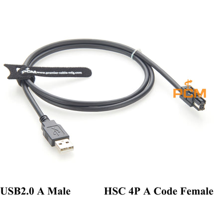 HSC to USB Extension Cable, HSC 4P Female to USB 2.0 A Male LVDS Video Transfer Cable, HSC Automotive High-Speed Connector Cable