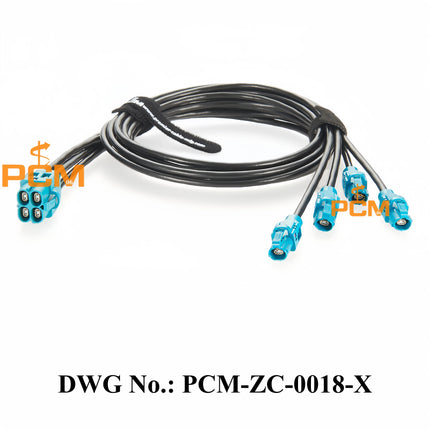 Original Rosenberger H-MTD Wire Harness Z Code Quad Port E6K10D-1CAZ5-Z to Single-Port E6K10A-1CAZ5-Z Automotive Ethernet Cable