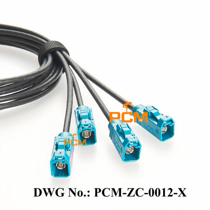 Original Rosenberger Water Blue Quad HFM Mini FAKRA AMK12D-1M4Z5-Z to FAKRA 59Z113-000-Z Automotive Coaxial Cable Assembly 50Ohm