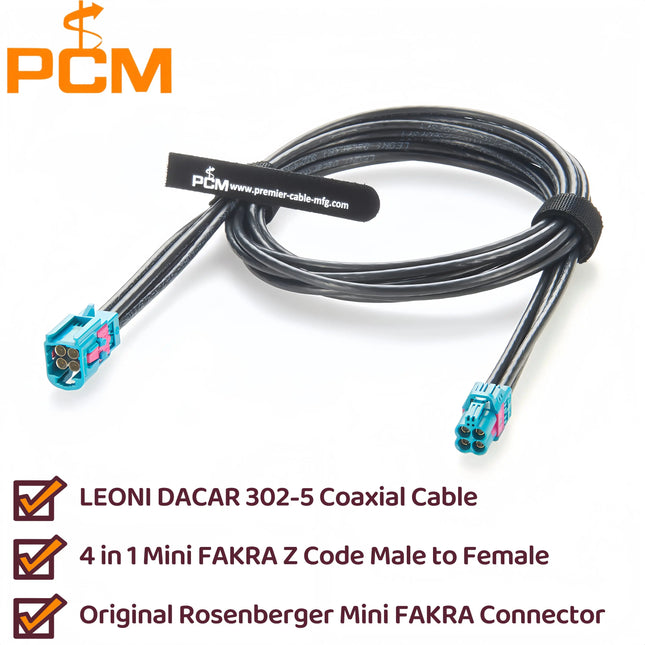 HFM Mini FAKRA Coaxial Cable 4 in 1 Mini FAKRA Male to Female Extension Cable Original Rosenberger AMS11D-1M4Z5-Z AMK12D-1M4Z5-Z