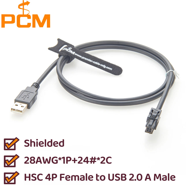HSC to USB Extension Cable, HSC 4P Female to USB 2.0 A Male LVDS Video Transfer Cable, HSC Automotive High-Speed Connector Cable