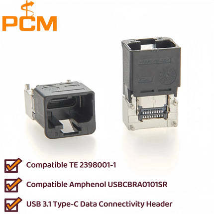 Automotive Connector USB 3.1 Type-C PCB Mount Header Adapter Compatible TE 2398001-1 USB 3.1 Type-C Data Connectivity Header
