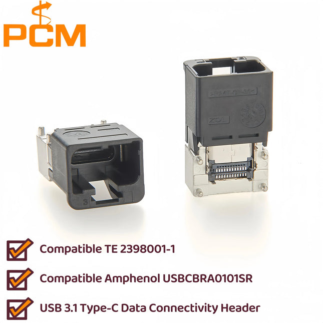 Automotive Connector USB 3.1 Type-C PCB Mount Header Adapter Compatible TE 2398001-1 USB 3.1 Type-C Data Connectivity Header