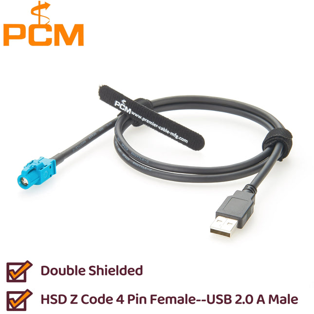 USB to HSD LVDS Cable HSD 4 Pin Z Code Female to USB 2.0 A Male Car Head Unit Control Screen RCC NAC Cable for Peugeot 206 207