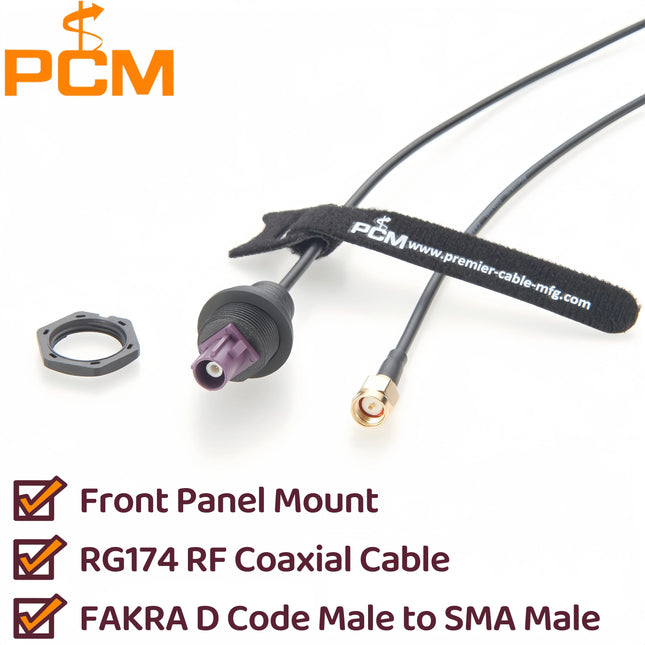 Front Panel Mount FAKRA RF Coaxial Cable, Chassis Mount FAKRA D Code Male to SMA Male Vehicle Car GPS GSM Antenna Adapter Cable