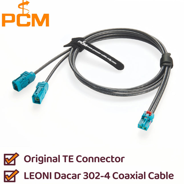 Original TE MATE-AX Mini FAKRA 2-In-1 Z Female 2-2306868-9 to Dual FAKRA Z Female 2-2326910-0 RF Coaxial Cable for Automotive 1m