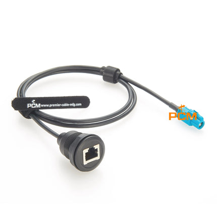 Automotive Ethernet Cable HSD 4 Pin Code Z Female to RJ45 8P8C Female Jack Cat5e Ethernet Round Panel Mount Extension Cable, 1m