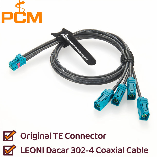 Original TE MATE-AX Mini FAKRA 4-In-1 Z Female Jack 2298721-9 to Quad FAKRA Female Jack 2-2326910-0 Automotive RF Coaxial Cable