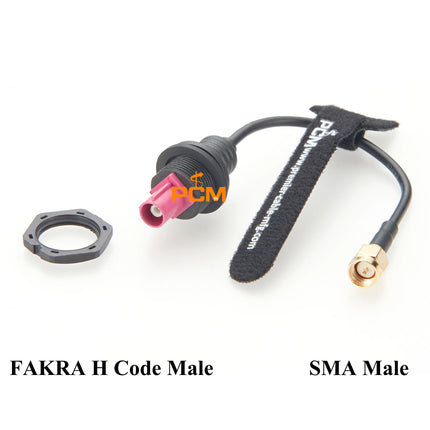 SMA to FAKRA Front Panel Mount Cable, FAKRA Code H Male to SMA Male RG174 RF Coaxial Cable for GPS Telematics and Navigation
