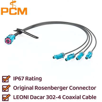 Original Rosenberger IP67 Waterproof Mini FAKRA 4-In-1 Female AMK14K-1M4Z5-Z to Quad FAKRA Male 59Z176-C01-Z RF Coaxial Cable