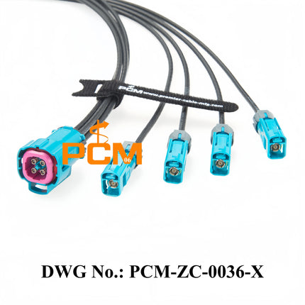 Original Rosenberger Waterproof Quad HFM Mini FAKRA Female with CPA AMK14K-1M4Z5-Z to 4*FAKRA Female 59Z163-003-Z Coaxial Cable