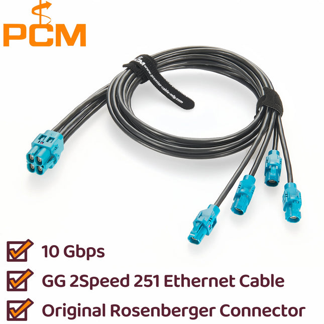 Original Rosenberger H-MTD Wire Harness Z Code Quad Port E6K10D-1CAZ5-Z to Single-Port E6K10A-1CAZ5-Z Automotive Ethernet Cable