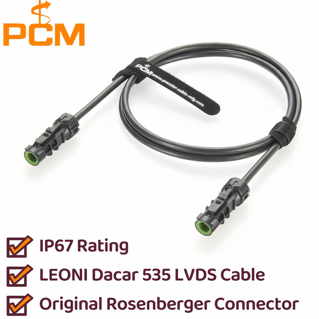 Original Rosenberger IP67 Waterproof HSD LVDS 535 Cable, A Code 4 Pin D4K14A-1D5A5-A Female to Female Automotive Cable Assembly