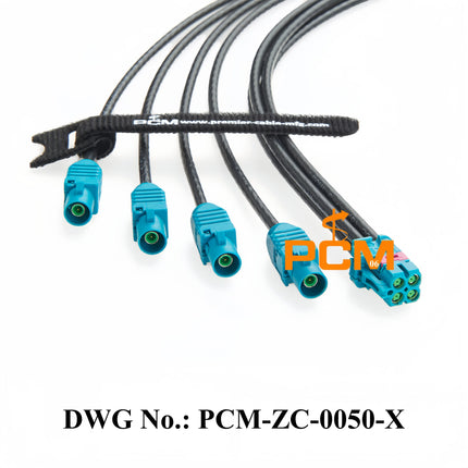 Original TE Mini FAKRA 4-In-1 Z Code Female 2298721-9 to 4*FAKRA Z Male 2-2326914-0 LEONI DACAR 302-4 RF Coaxial Cable Assembly
