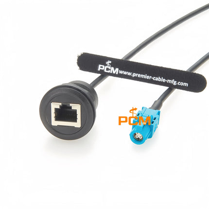 Automotive Ethernet Cable HSD 4 Pin Code Z Female to RJ45 8P8C Female Jack Cat5e Ethernet Round Panel Mount Extension Cable, 1m