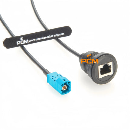HSD 4P Z Code Male Plug to RJ45 Female Jack Round Panel Mount CAT5E Shielded Ethernet Network Cable for Automotive Infotainment