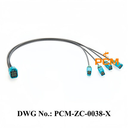 Original TE MATE-AX IP67 Waterproof Mini FAKRA 4-In-1 Z Jack 2354439-9 to Quad FAKRA Z Jack 2-2380551-0 Automotive Coaxial Cable