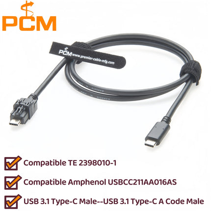 Automotive USB 3.1 Type-C Cable for Car Cameras Compatible with Amphenol USBCC211AA016AS Mini HSBridge & TE 2398010-1 USB Type-C