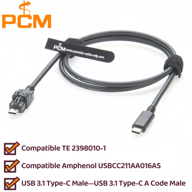 Automotive USB 3.1 Type-C Cable for Car Cameras Compatible with Amphenol USBCC211AA016AS Mini HSBridge & TE 2398010-1 USB Type-C