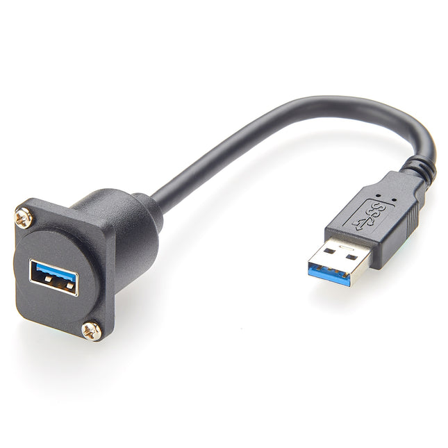 D-Type USB 3.0 Panel Mount Extension Cable